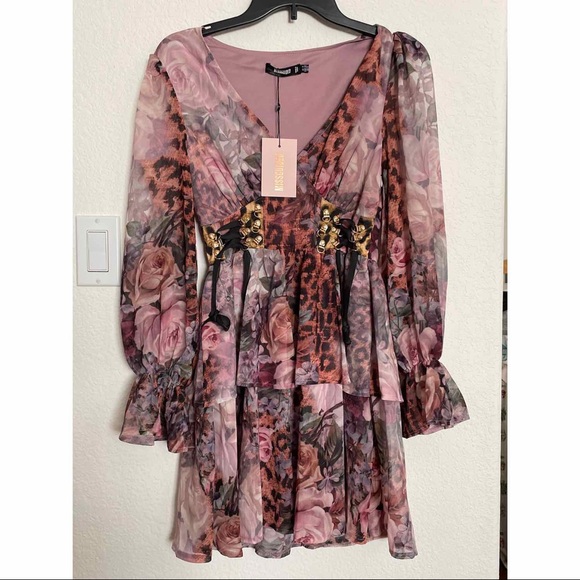 NWT Missguided Pink Floral Leopard Print Corset - Picture 3 of 5